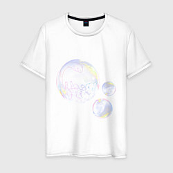 Мужская футболка Котик в пузыре, белый