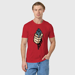 Футболка хлопковая мужская Рука с пистолетом, цвет: красный — фото 2