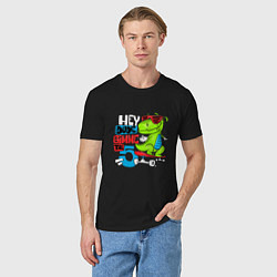 Футболка хлопковая мужская Dino hipster, цвет: черный — фото 2