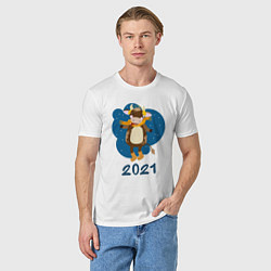 Футболка хлопковая мужская Год быка 2021, цвет: белый — фото 2
