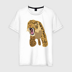 Футболка хлопковая мужская Саблезубый тигр, цвет: белый