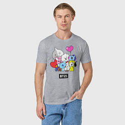 Футболка хлопковая мужская BT21, цвет: меланж — фото 2