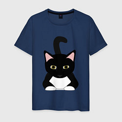 Футболка хлопковая мужская Черный кот, цвет: тёмно-синий
