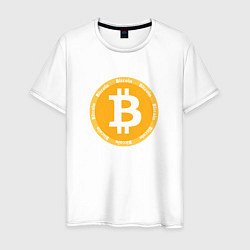 Футболка хлопковая мужская Bitcoin Биткоин, цвет: белый