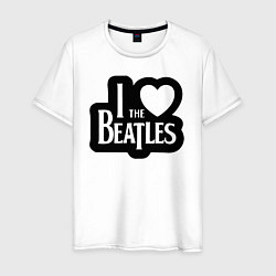 Футболка хлопковая мужская I love Beatles - Я люблю Битлз, цвет: белый