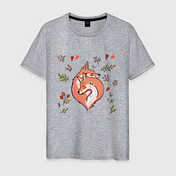 Мужская футболка Влюблённые лисички акварелью