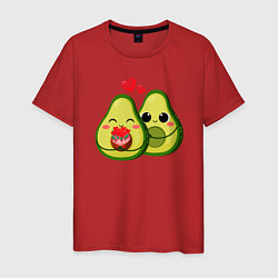 Футболка хлопковая мужская Семья авокадо, цвет: красный