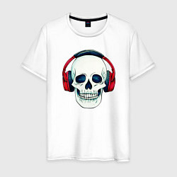 Футболка хлопковая мужская Skull Music, цвет: белый