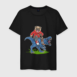 Мужская футболка Мопс на динозавре