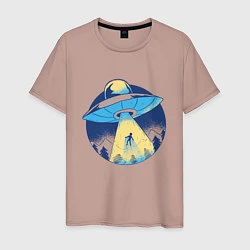 Мужская футболка Похищение пришельцами в лесу