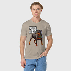 Футболка хлопковая мужская ЧОП - ротвейлер из GTA 5, цвет: миндальный — фото 2