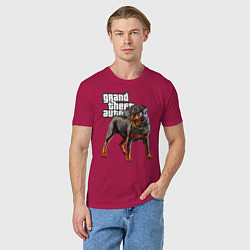 Футболка хлопковая мужская ЧОП - ротвейлер из GTA 5, цвет: маджента — фото 2