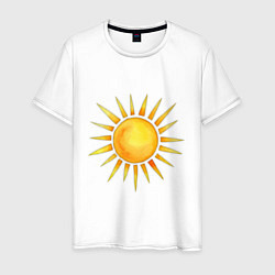Футболка хлопковая мужская Солнце рисунок, цвет: белый