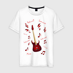 Мужская футболка Красная гитара Рок музыка