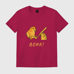 Футболка хлопковая мужская Doge Bonk go to horny jail, цвет: маджента