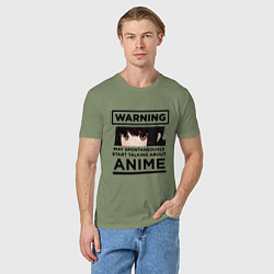 Футболка хлопковая мужская Warning ANIME, цвет: авокадо — фото 2