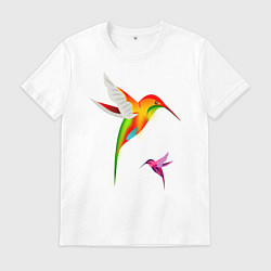 Футболка хлопковая мужская Птицы, цвет: белый