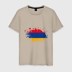 Футболка хлопковая мужская Флаг Армении, цвет: миндальный
