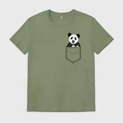 Мужская футболка Довольная панда в кармане