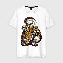Мужская футболка Тигр и Змея Борьба