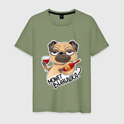 Мужская футболка Собака с бокалом