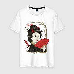 Мужская футболка Японская Гейша Винтажный арт