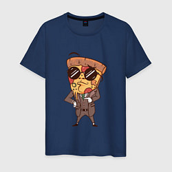 Футболка хлопковая мужская Пепперони пицца в костюме, цвет: тёмно-синий