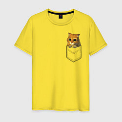 Футболка хлопковая мужская Шрек: Кот в кармане, цвет: желтый