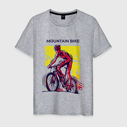 Футболка хлопковая мужская Mountain Bike велосипедист, цвет: меланж
