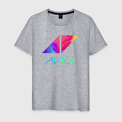 Футболка хлопковая мужская AVICII RAIBOW, цвет: меланж
