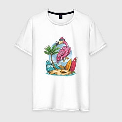 Мужская футболка Фламинго на пляже
