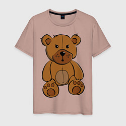 Футболка хлопковая мужская Плюшевый медведь, цвет: пыльно-розовый