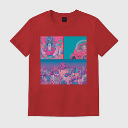 Футболка хлопковая мужская The water world of psychedelic, цвет: красный