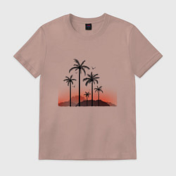 Футболка хлопковая мужская Palm tree, цвет: пыльно-розовый