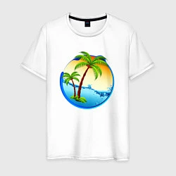 Футболка хлопковая мужская Palm beach, цвет: белый