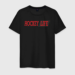 Мужская футболка Hockey life logo text