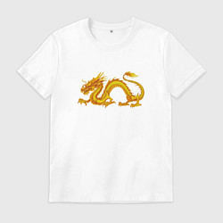 Футболка хлопковая мужская Дракон, цвет: белый