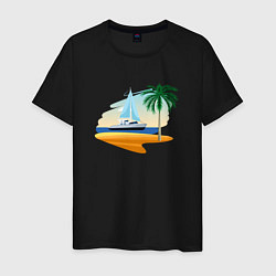 Мужская футболка Корабль и пальма