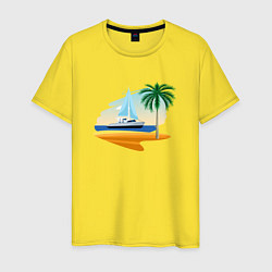 Мужская футболка Корабль и пальма