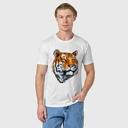 Футболка хлопковая мужская Тигр, цвет: белый — фото 2