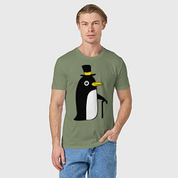 Футболка хлопковая мужская Пингвин в шляпе, цвет: авокадо — фото 2