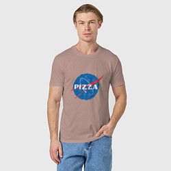 Футболка хлопковая мужская NASA Pizza, цвет: пыльно-розовый — фото 2
