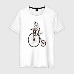 Мужская футболка Винтажный кот на велосипеде