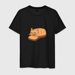 Футболка хлопковая мужская Кот хлеб - Bread Cat, цвет: черный