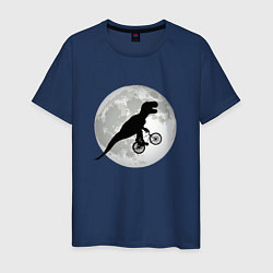 Мужская футболка Динозавр летит на фоне луны