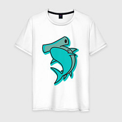 Футболка хлопковая мужская Акула молот, цвет: белый