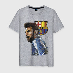 Футболка хлопковая мужская Lionel Messi Barcelona Argentina Striker, цвет: меланж