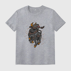 Футболка хлопковая мужская Бык, цвет: меланж