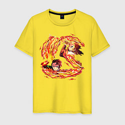 Футболка хлопковая мужская Клинок, рассекающий демонов, цвет: желтый