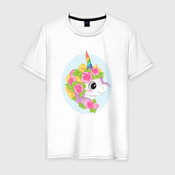 Мужская футболка Единорог в цветах
